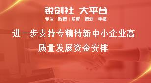 進一步支持專精特新中小企業(yè)高質量發(fā)展資金安排獎補政策