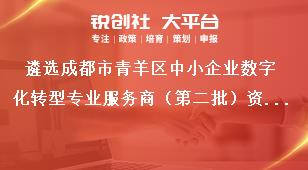 遴選成都市青羊區(qū)中小企業(yè)數(shù)字化轉(zhuǎn)型專業(yè)服務(wù)商（第二批）資格條件獎補(bǔ)政策