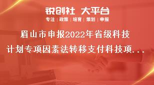 眉山市申報2022年省級科技計劃專項因素法轉(zhuǎn)移支付科技項目項目受理時間獎補(bǔ)政策