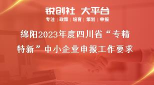 綿陽2023年度四川省“專精特新”中小企業(yè)申報(bào)工作要求獎(jiǎng)補(bǔ)政策
