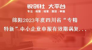 綿陽2023年度四川省“專精特新”中小企業(yè)申報(bào)有效期滿復(fù)核獎(jiǎng)補(bǔ)政策